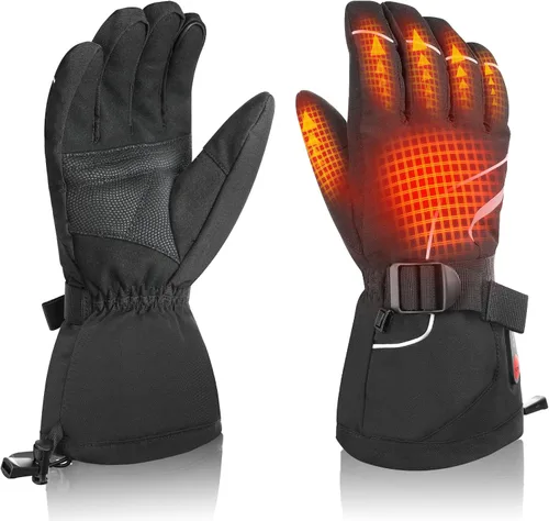 Heated Gloves, Unisex Winter Ski Glove, Rechargeable Electric Heating Mittens for Skiing Snowboarding Snow Hiking Hunting Winter Outdoor
