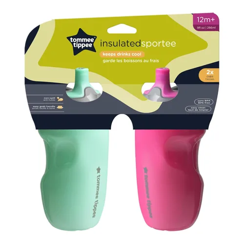 Vista 8 de Tommee Tippee Botella de agua con boquilla deportiva aislada de 9 onzas para niños pequeños, sin derrames, tazas para sorber para niños pequeños