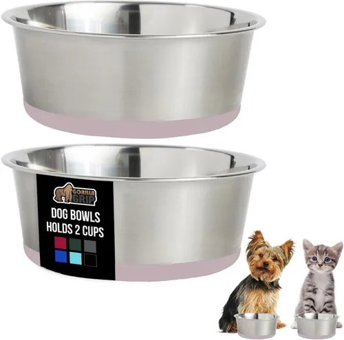 Vista 106 de GORILLA GRIP Juego de 2 cuencos para perros, con capacidad para 8 tazas (64 onzas líquidas), cuenco de metal resistente para alimentos y agua