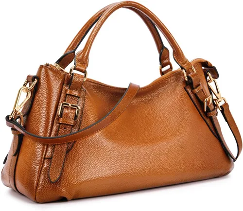 Kattee Bolsos cruzados de cuero genuino suave para mujer, con asa superior, bolsos cruzados de diseñador de tamaño mediano