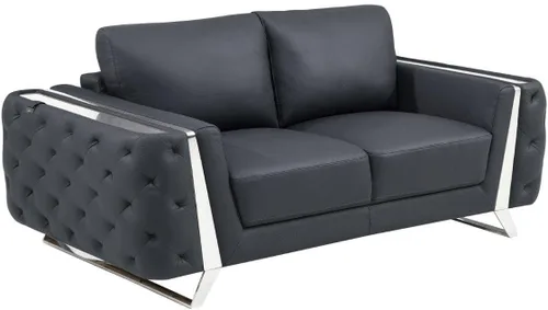 Vista 79 de Blackjack Furniture Reggio Collection - Sofás de cuero italiano de grano completo para sala de estar con marco de madera brasileña y acero Blanco