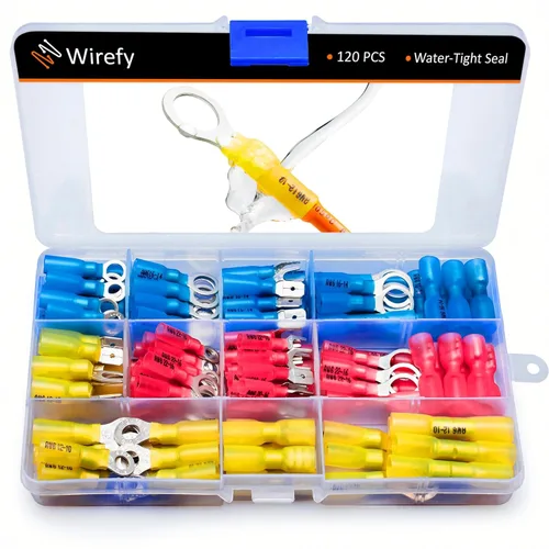 Wirefy Kit de 120 conectores de cables - Kit de conectores eléctricos - Conector de terminal de cable - Marino impermeable - Conector de empalme