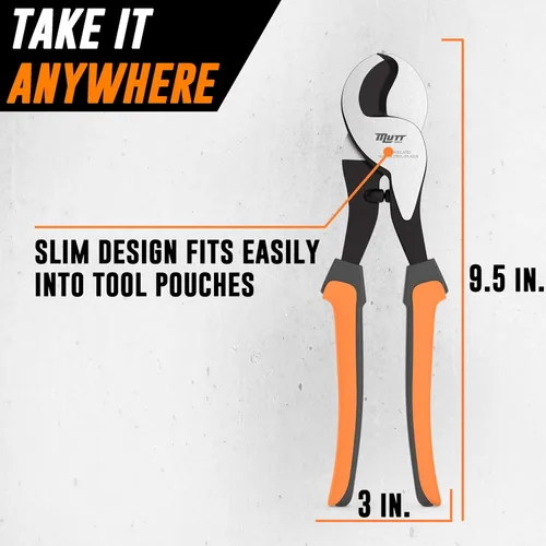 Vista 5 de Mutt Tools - Cortadores de cables de alta resistencia de 10 pulgadas para cables eléctricos, tijeras profesionales para cobre y aluminio, corta