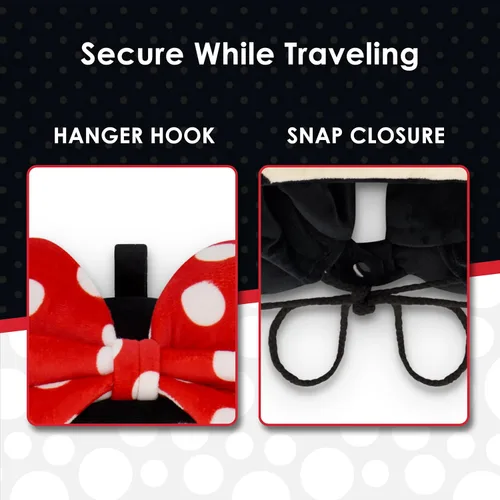 Vista 4 de FUL Disney Minnie Mouse - Almohada de cuello con capucha y orejas 3D, accesorios de viaje para avión, automóvil y oficina, cómoda y transpirable
