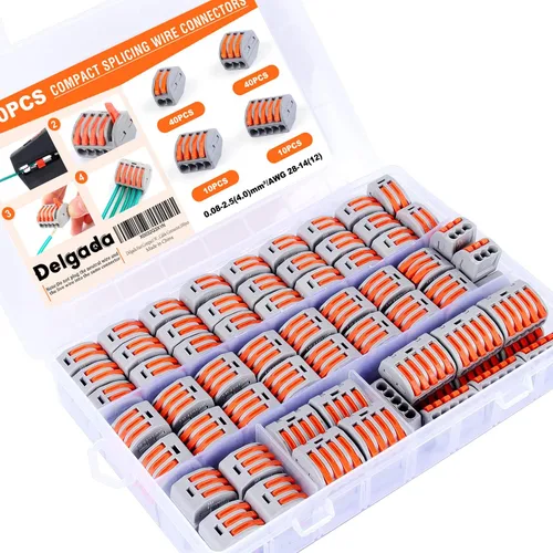 Delgada Kit de 100 tuercas de conector de cable compacto, terminales reutilizables para empalme rápido de cables. Compatible con cables trenzados,