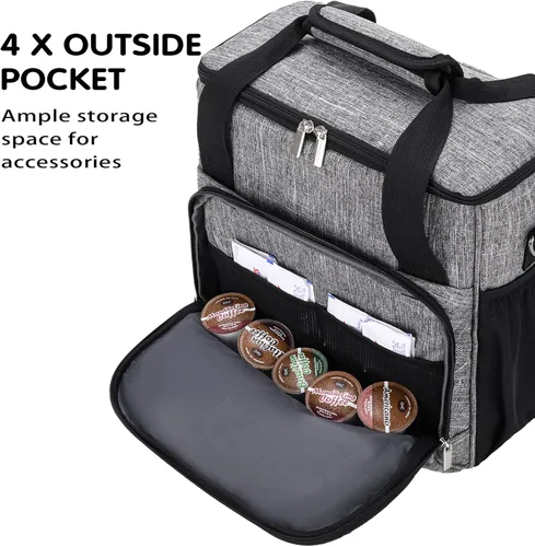 Vista 3 de Bolsa de transporte para cafetera COVERQUE Keurig K-Mini/K-Mini Plus, estuche de almacenamiento para viajes, gris