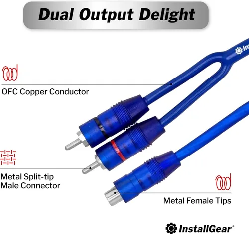 Vista 5 de InstallGear Paquete de 2, Adaptador Divisor RCA Blindado en Y de 1 pie – 1 Hembra a 2 Cables RCA Macho, Cable de Cobre Sin Oxígeno Duradero