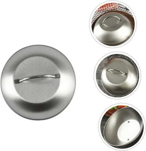 Vista 7 de Yardwe Tapa de olla de acero inoxidable de 9 pulgadas con mango resistente al calor y cubierta de alimentos para cocina y frescura de alimentos