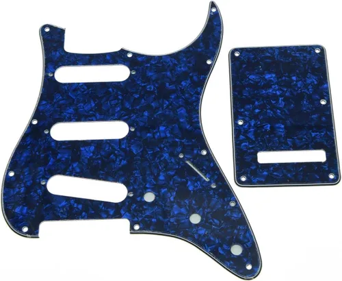 Vista 29 de KAISH Guardabarros de 11 agujeros estilo ST/Strat, SSS, con placa trasera ST, cubierta de trémolo para Stratocaster/Strat Gold Pearl de EE.