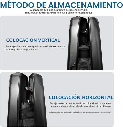 Vista 6 de Funda rígida para viajes de golf, funda de viaje de golf, máxima protección, impermeable y duradera, especialmente diseñada para palos de golf Negro