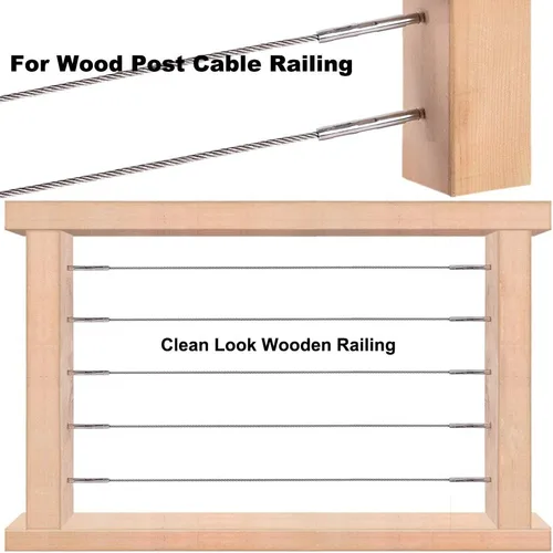 Vista 4 de 3/16 T316 - Juego de herramientas de barandilla de cable de acero inoxidable, kit de sistema, para postes de madera, tornillos de retardo