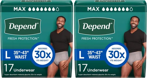 Vista 13 de Depend Fresh Protection - Pañales para adultos, ropa interior para incontinencia para hombres, desechables, máximo, pequeño/mediano, gris, 19