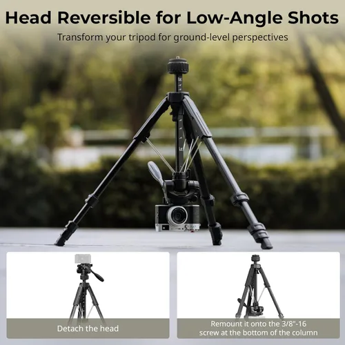 Vista 5 de SmallRig Soporte de trípode para cámara de 71" AP-21, trípode de viaje para iPhone y cámara para Canon para Nikon con soporte para teléfono y bolsa