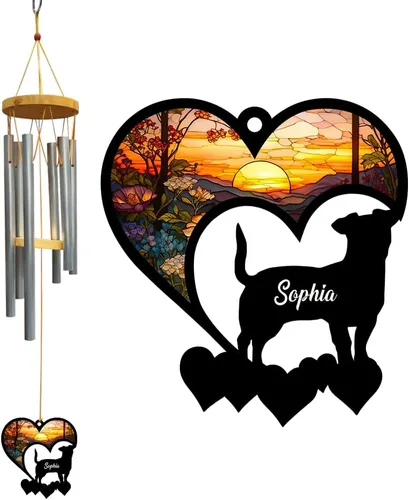 Campanillas de viento personalizadas para perros, campanillas de viento conmemorativas para perros, campanillas de viento para pérdida de mascotas,