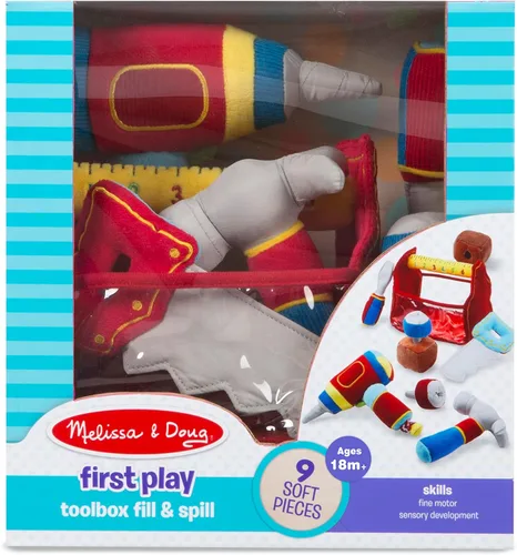 Vista 3 de Melissa & Doug Caja de herramientas para rellenar y derramar, juguete para niños pequeños con taladro vibratorio (9 piezas)