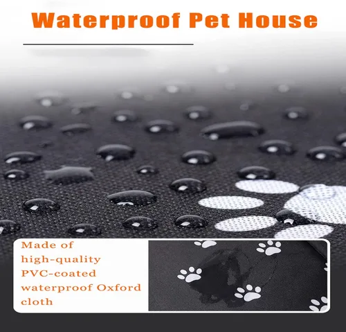 Vista 4 de Casa para gatos al aire libre, casas para gatos al aire libre, resistente a la intemperie, cálida y aislada, casa para gatos con cortina