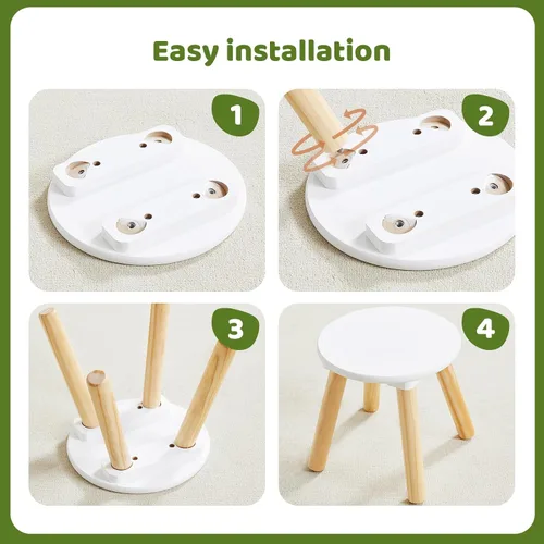 Vista 18 de Beright Taburete de madera para niños, taburete para niños, mesa sensorial perfecta a juego, taburete resistente de 9 pulgadas con cuatro patas