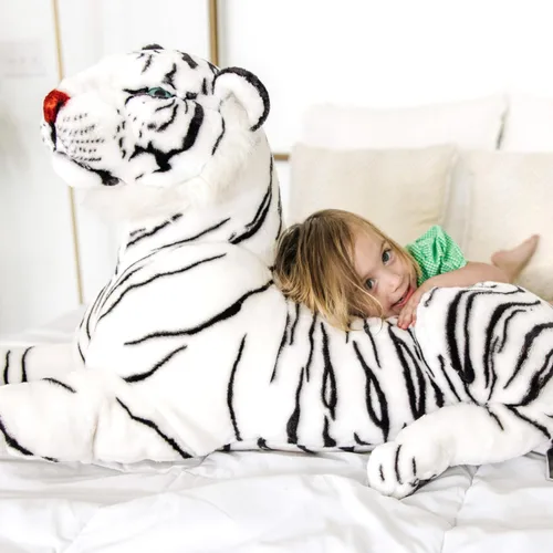 Vista 2 de Melissa & Doug Giant Siberian White Tiger - Lifelike Stuffed Animal (Over 5 feet Long)