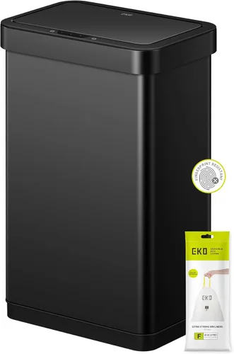 Vista 14 de Cubo de basura EKO Vintage de 50L / 13.2 galones con sensor de movimiento, con doble compartimento de 32L + 18L, bote de basura de acero inoxidable