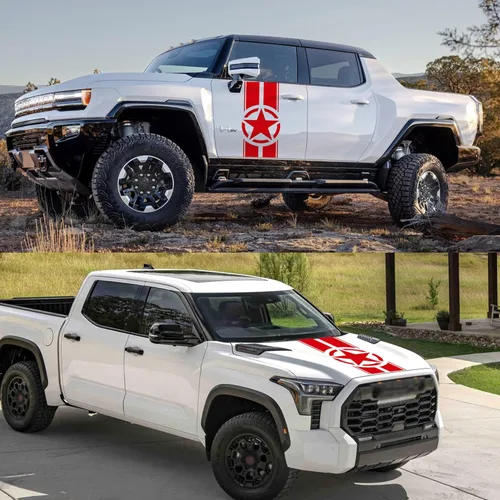 Vista 8 de Calcomanía para capó de estrella del ejército de Estados Unidos, calcomanías de vinilo para capó de automóvil con estrellas militares