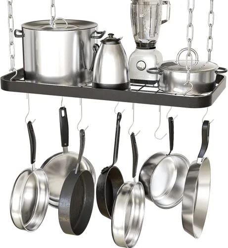 JACKCUBE DESIGN MK397B - Organizador de ollas y sartenes colgantes para montaje en pared, estantes de almacenamiento para utensilios, utensilios de