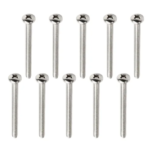 Vista 47 de MroMax 50 tornillos de máquina Phillips de cabeza plana M5 x 0.315 in, acero inoxidable 304 18-8, rosca completa, tornillos de cabeza cruzada gris