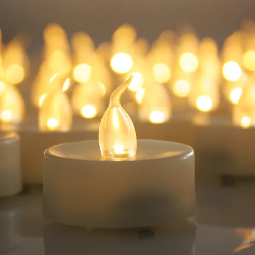 Vista 9 de CANDLE CHOICE Velas de té sin llama que funcionan con pilas, velas LED parpadeantes brillantes para centros de mesa de boda, Halloween, Acción