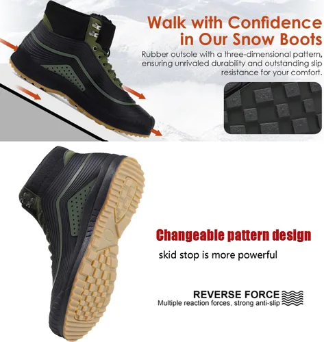 Vista 5 de ulogu Botas de nieve para hombres y mujeres, botines impermeables con forro de piel, zapatos de invierno ligeros