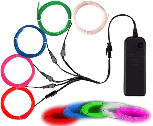 Vista 24 de MaxLax Cable EL, luces de neón portátiles, cable EL 5 en 3.3 ft, alambre electroluminiscente para decoración de Halloween, fiesta de Navidad