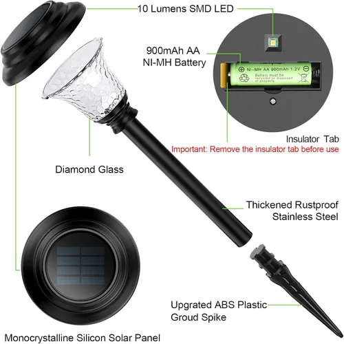 Vista 7 de Luces de jardín solares para exteriores, encendido y apagado automático, impermeables , iluminación solar de paisaje para senderos, caminos, patio