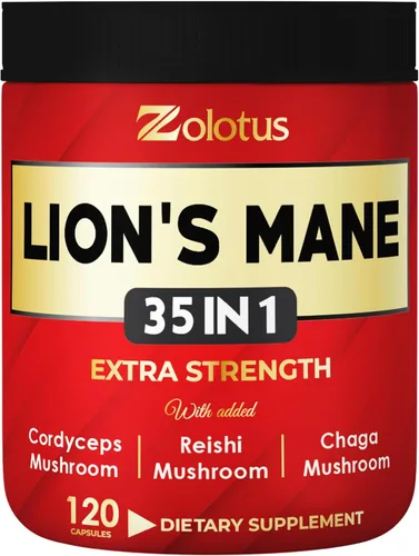 Zolotus 35 en 1 cápsulas de hongos melena de leones Cordeyceps, Reishi, saúco, Ashwagandha, Panax Ginseng - 120 unidades