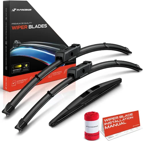 Vista 48 de A-Premium Juego de 3 limpiaparabrisas con indicador de desgaste y toalla, compatible con Dodge Nitro 2007-2011, juego de escobillas