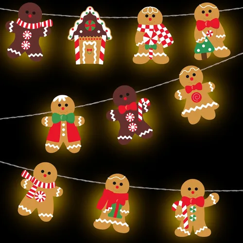 Vista 7 de Ganeen Lindas Luces de Cadena de Gato Navideño 20 LED 3.05 m Lindas Luces de Cadena Colgantes para Árbol de Navidad Operadas