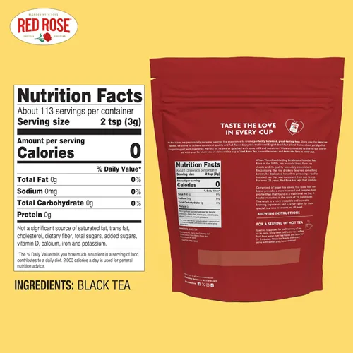 Vista 2 de Red Rose English Breakfast, té negro de hojas sueltas, 12 onzas (paquete de 3)