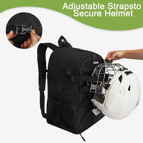 Vista 3 de Goloni Lacrosse - Mochila para equipo con dos palos y compartimento separado para tacos y bolsa de hockey sobre césped