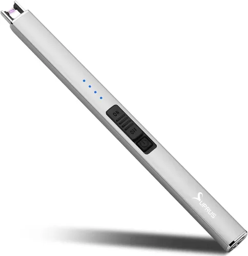 Vista 7 de SUPRUS Encendedor eléctrico de arco resistente al viento, sin llama, recargable por USB, con bloqueo de seguridad para velas, barbacoa, camping