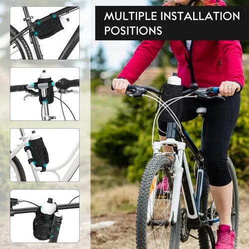 Vista 5 de WUVOP Soporte para Tazas de Bicicleta, Soporte para Botella de Agua de Manillar para Bicicletas con Bolsillos de Malla, Jaula Universal para Botella