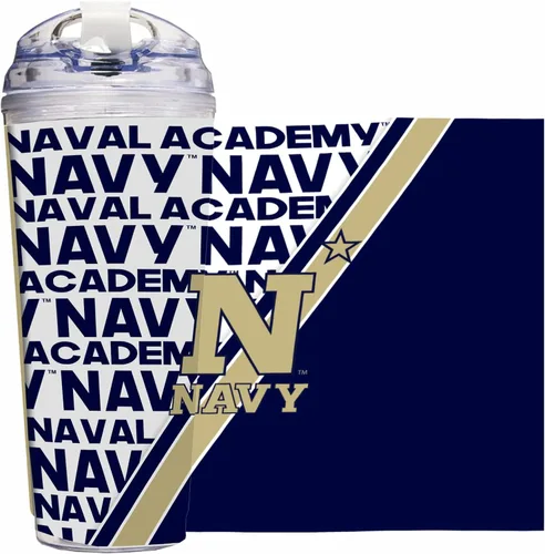 Vista 108 de Rico Industries NCAA - Vaso de acrílico estándar de 24 onzas con tapa con bisagras, vaso de doble pared con licencia oficial y popote