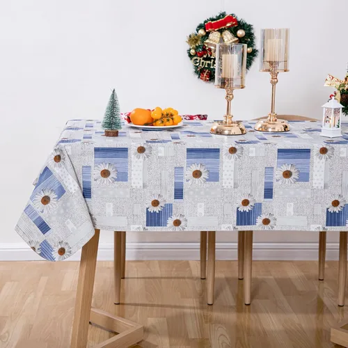 Vista 20 de Mantel redondo de vinilo de 60 pulgadas con reverso de franela, mantel para el día de San Valentín, mantel de hule 100% impermeable