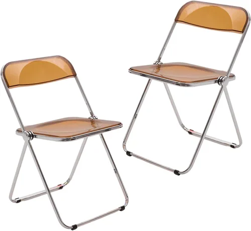 Vista 8 de 2 Pcs Stackable Folding Chair, Modern Transparent Acrylic Foldable Chair, Electroplating Frame, Party Chairs for Office Wedding Training(Black)