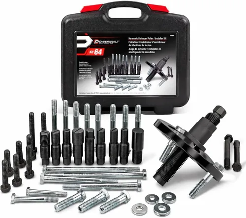 Vista 9 de Juego de extractor de equilibrador armónico Powerbuilt, prensa ajustable de 3 mordazas para extractor de balanceador de manivela funciona