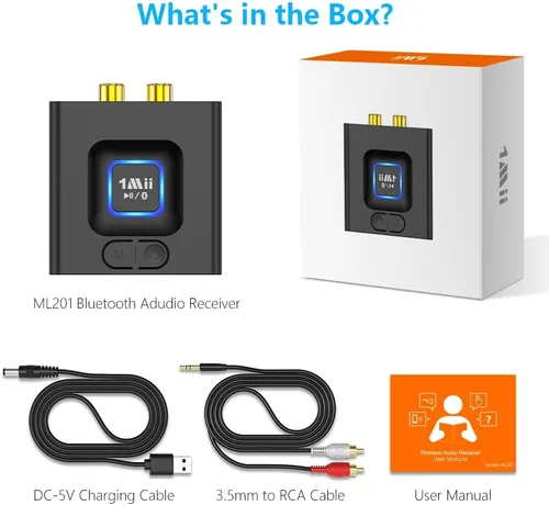 Vista 8 de 1Mii Receptor Bluetooth 5.1 para estéreo doméstico, adaptador de audio Bluetooth con RCA de 0.138 in, transmisión de música inalámbrica de alta