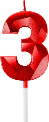 Vista 250 de Velas Número 1, Velas de Primer Cumpleaños, Vela Roja de Feliz Cumpleaños para Pastel, Decoraciones de Cobertura de Pastel de Diseño 3D para Niñas