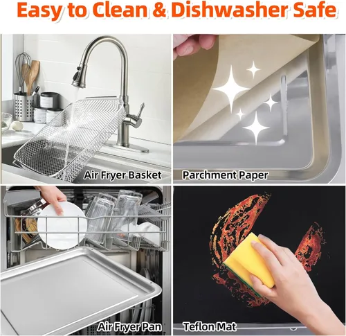 Vista 7 de Accesorios para freidora de aire compatibles con Emeril Lagasse de 26 cuartos de galón extra grandes, juego de sartenes para hornear con cesta