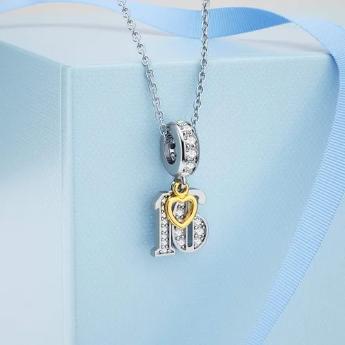 Vista 4 de JIAYIQI Collar de pulseras con dije de cumpleaños, plata de ley 925, cuentas para mujer