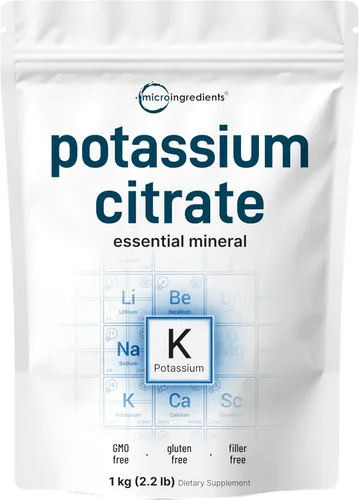 Polvo de citrato de potasio de origen estadounidense, 2.2 lbs (35 onzas) | Suplemento de electrolitos de hidratación esencial | Apto para veganos