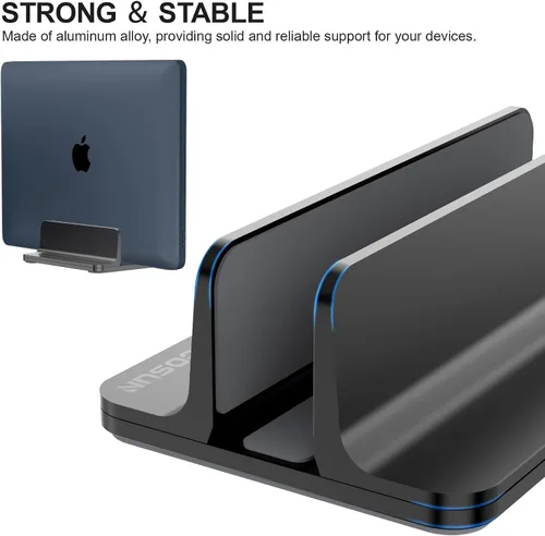 Vista 4 de Soporte vertical para computadora portátil para escritorio: soporte de escritorio de aluminio con base ajustable - Se adapta a todos