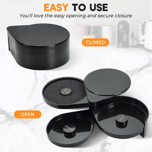 Vista 5 de MAOPINER Herramienta de barman de vidrio de 3 niveles con esponja, 3 bandejas de vidrio de plástico negro con borde de azúcar, jugo de lima, sal