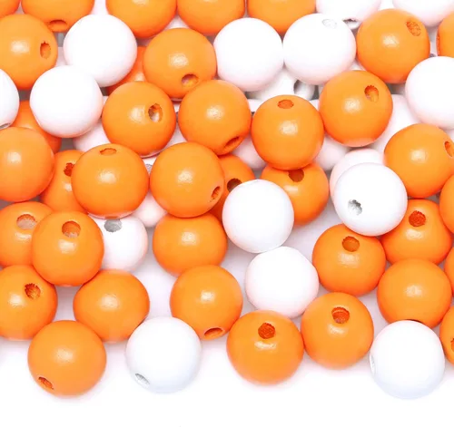 Vista 13 de 100 cuentas de madera para guirnaldas, cuentas sueltas de madera de 0.630 in de colores surtidos para hacer manualidades, cuentas de madera