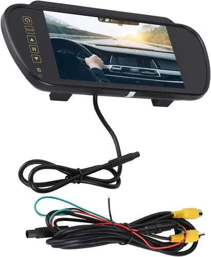 Vista 5 de Monitor de espejo retrovisor, espejo retrovisor, cámara de salpicadero, pantalla LCD de 7 pulgadas, monitor de cámara de respaldo para cámara